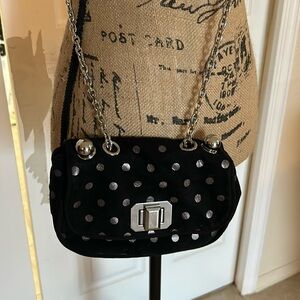 Small black velvet crossbody purse